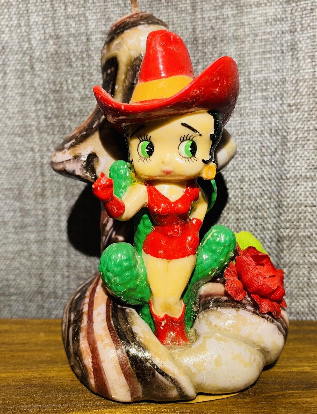 🔥Betty Boop Candle figurine Cowgirl W/Mushroom Rare HTF