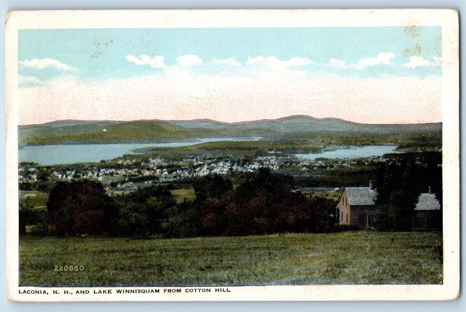 Laconia New Hampshire Postcard Lake Winnisquam Cotton Hill c1917 Vintage Antique