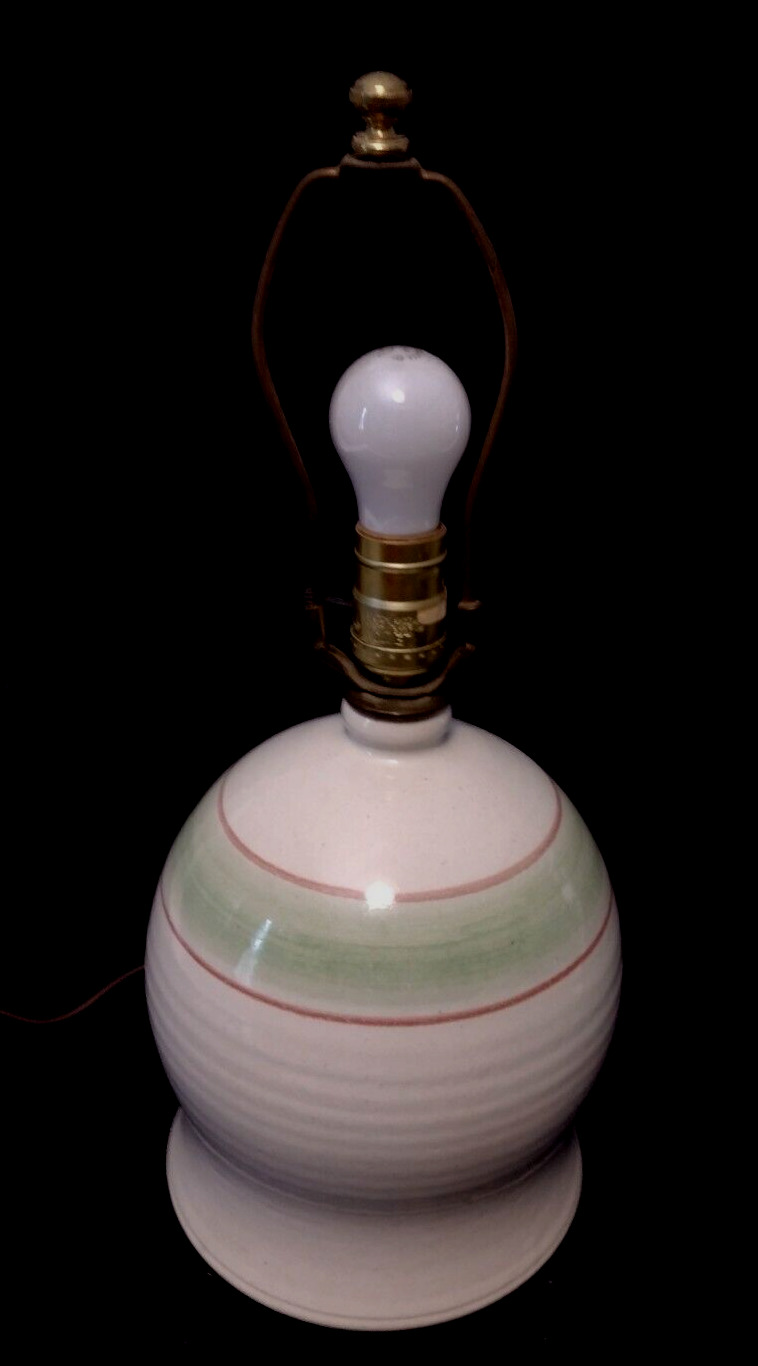 Leviton Farmhouse Country Glazed Stoneware Crock Table Lamp ~ Vintage USA ~Works