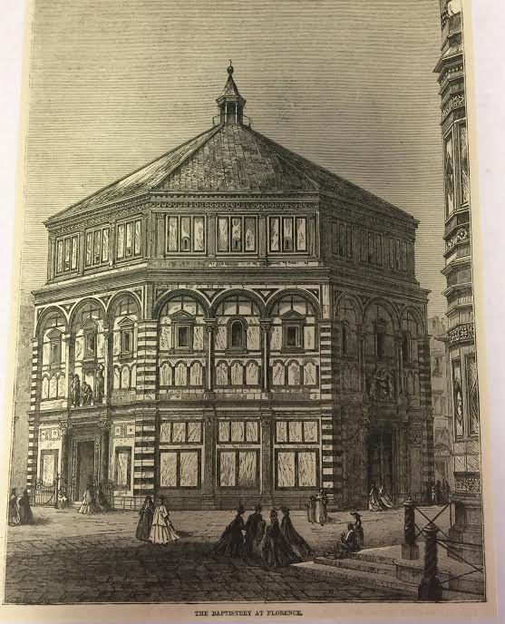 1883 magazine engraving ~ BAPTISTRY AT FLORENCE Italy