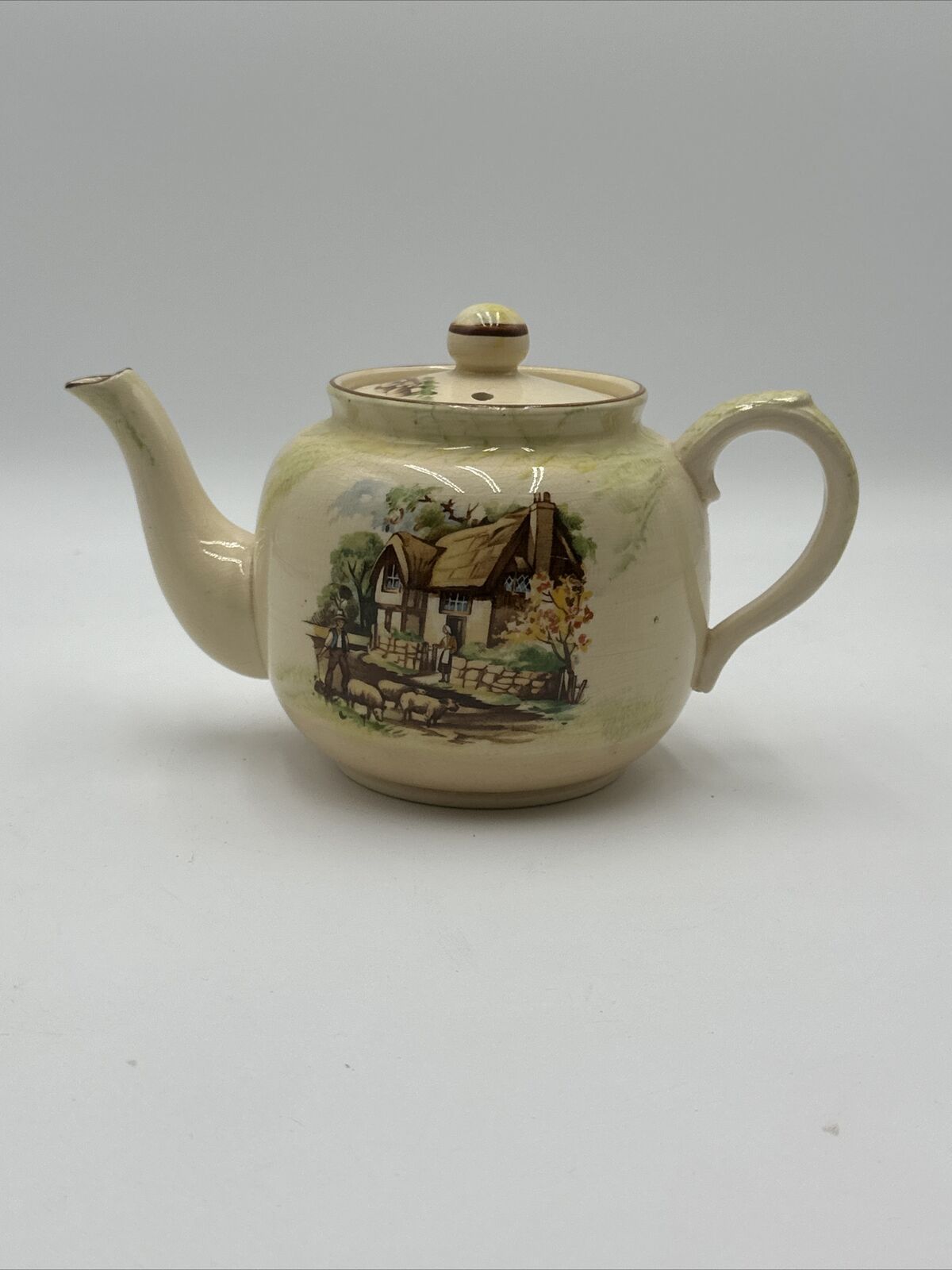 Vintage Price Brothers Teapot Sheep And Country Cottage Farm Made In England