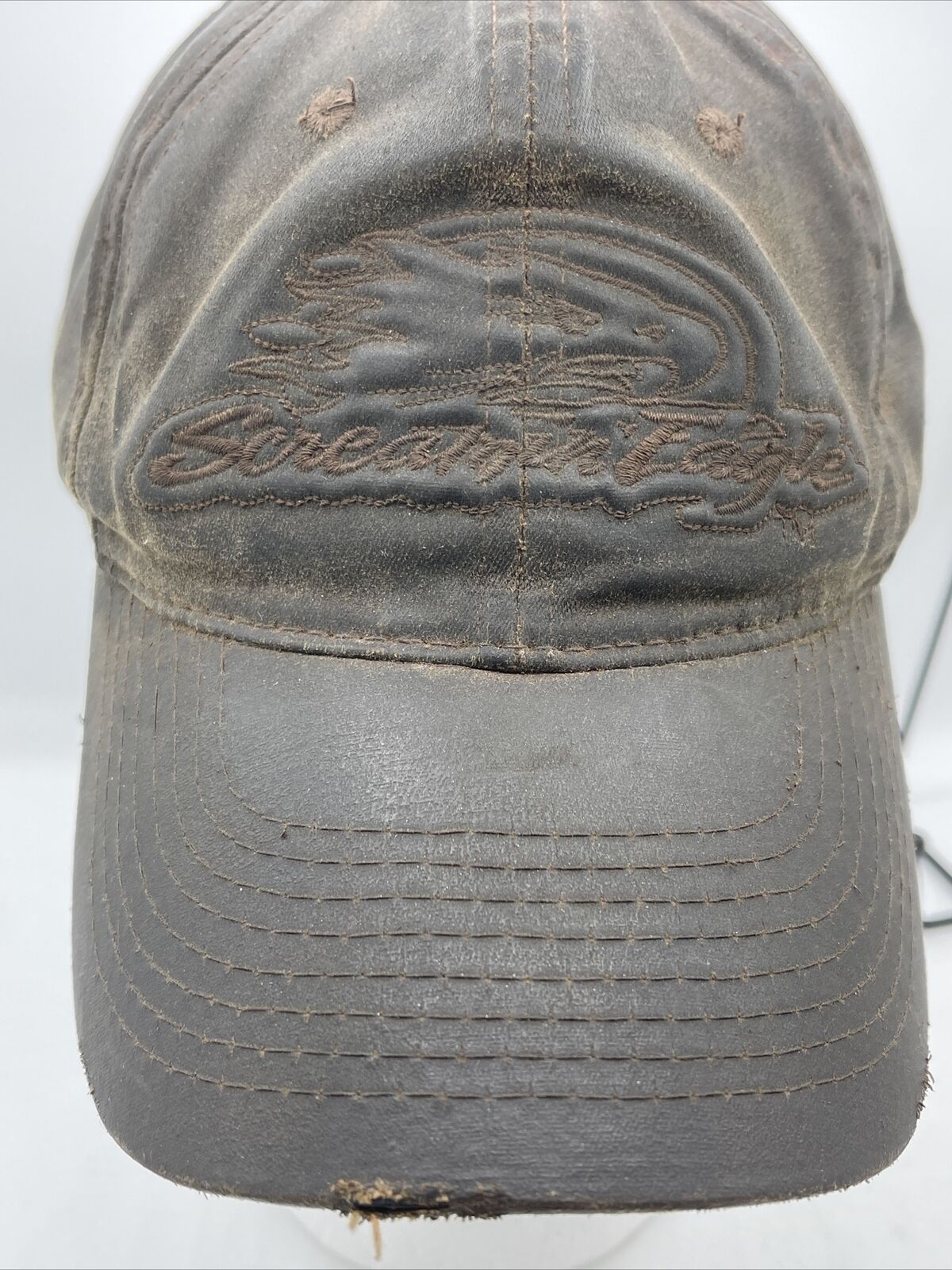 Rare Screamin Eagle Harley Davidson Leather Hat Cap Motorcycle Riding Distressed