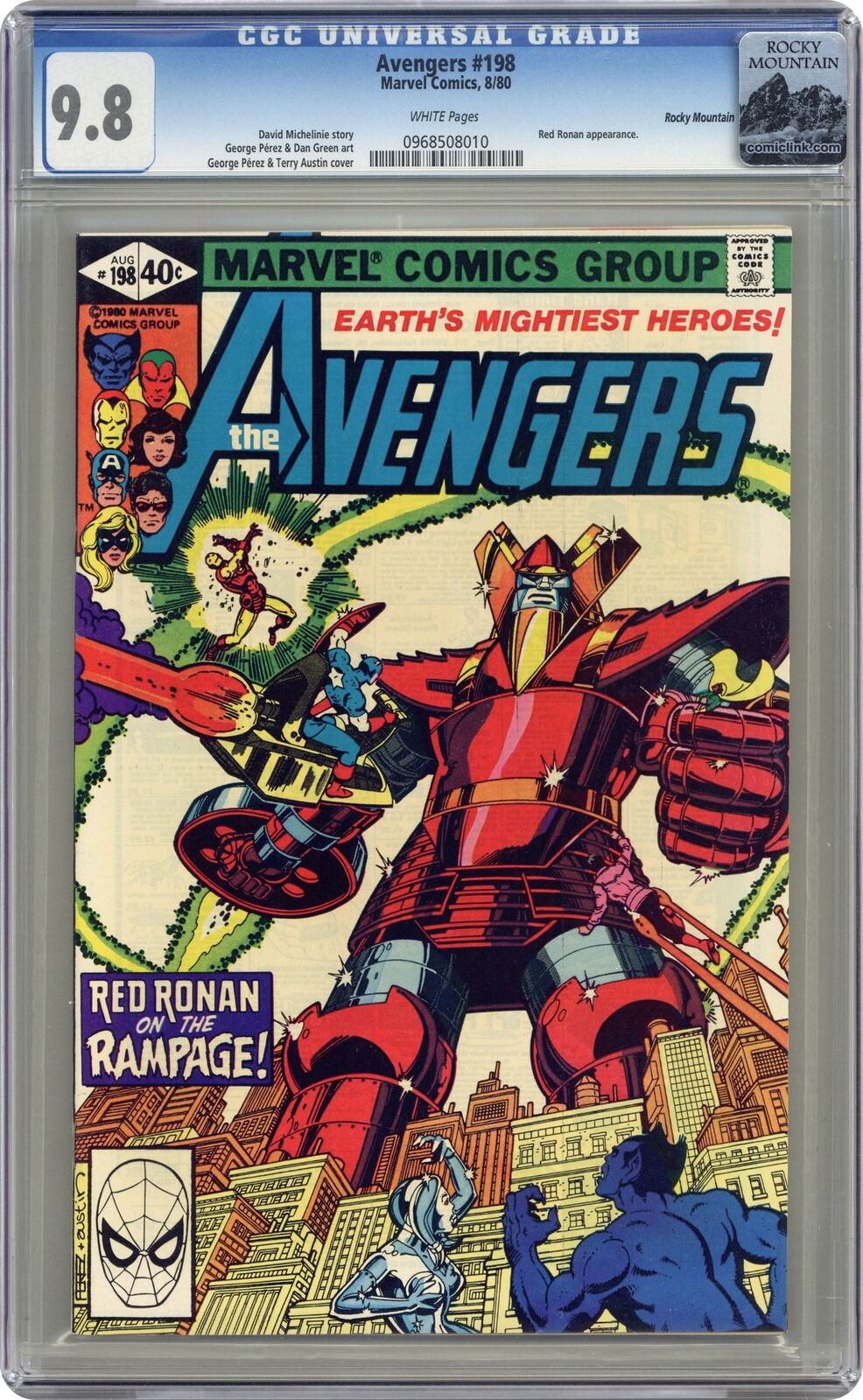 Avengers #198 CGC 9.8 Rocky Mountain 1980 0968508010