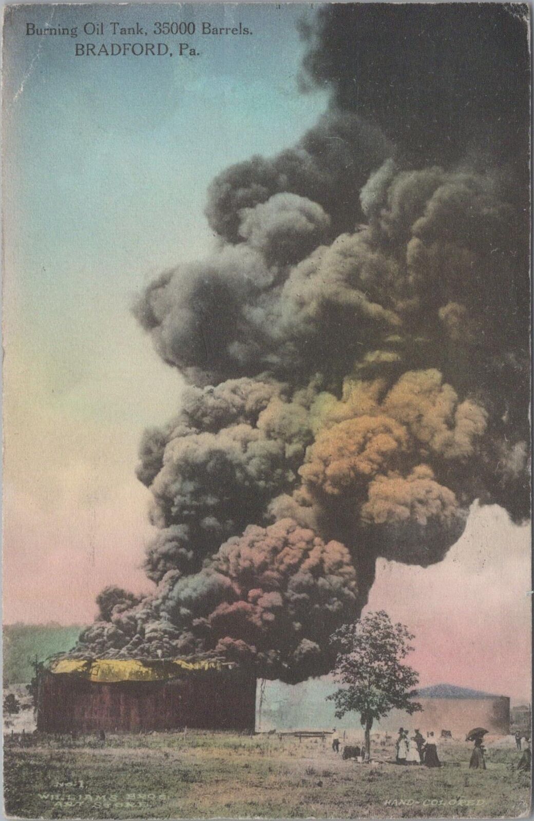 Postcard Burning Oil Tank Bradford PA 1912