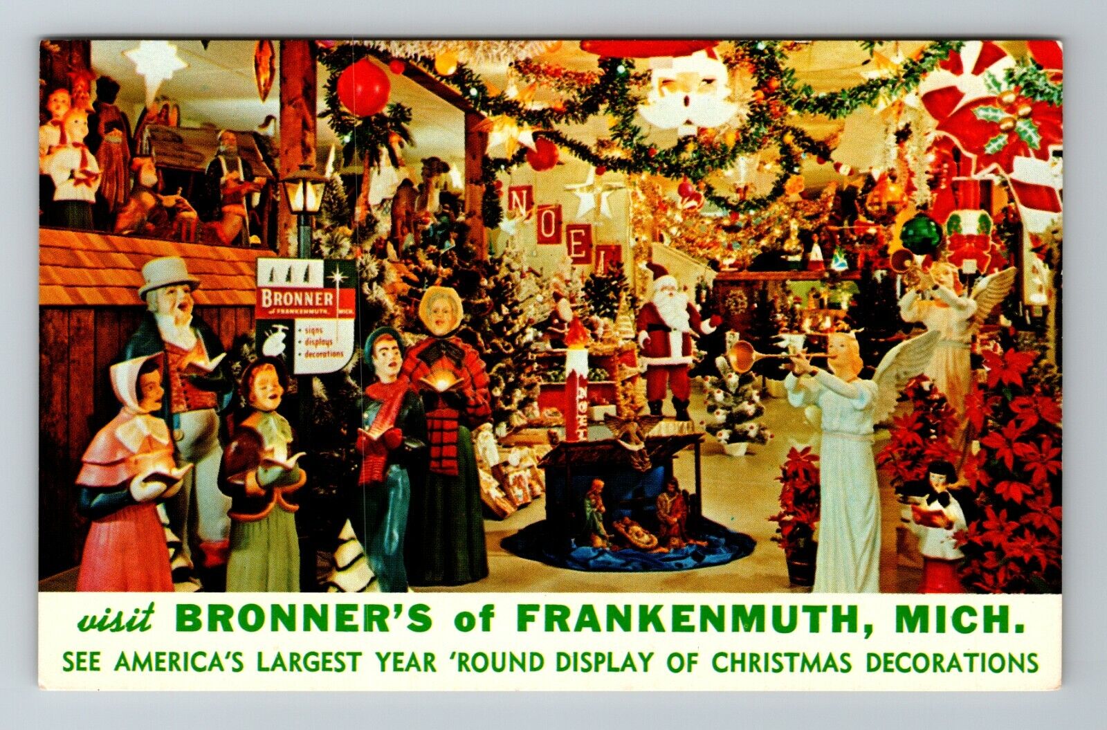 Frankenmuth MI-Michigan Bronner's Christmas Antique Vintage Souvenir Postcard