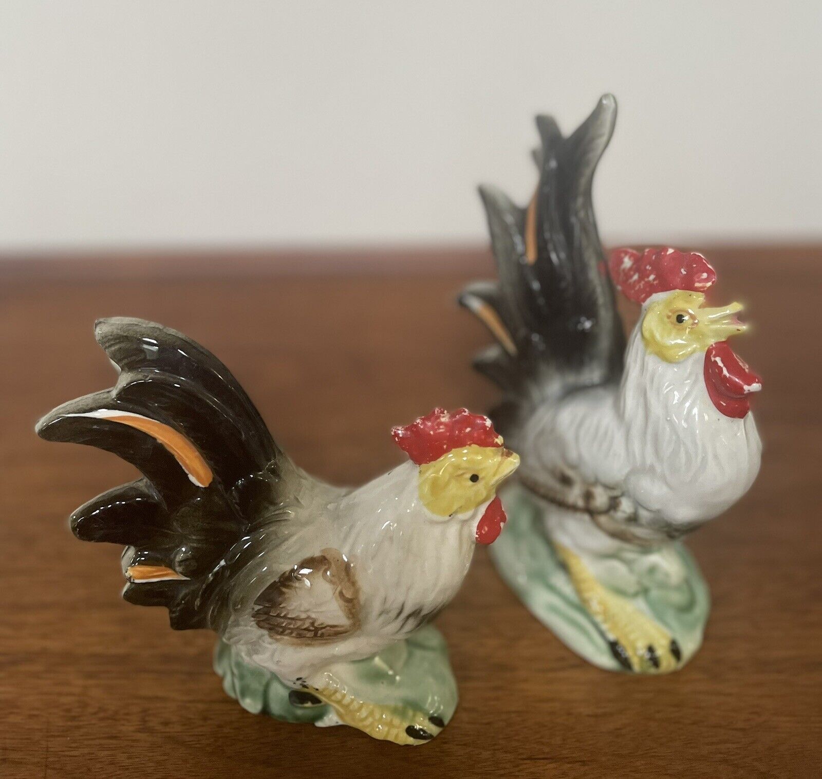 Rooster & Hen Ceramic Figures 5.5”/7.5” Tall-Vintage-Farmhouse-Country Decor