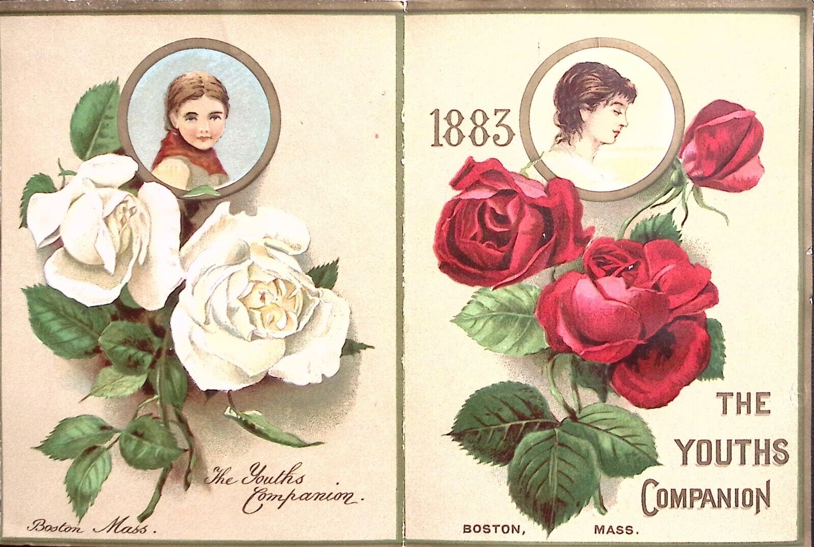 1883 THE YOUTHS COMPANION BOSTON MA CALENDAR JAN-JUNE VICTORIAN TRADE CARD Z223