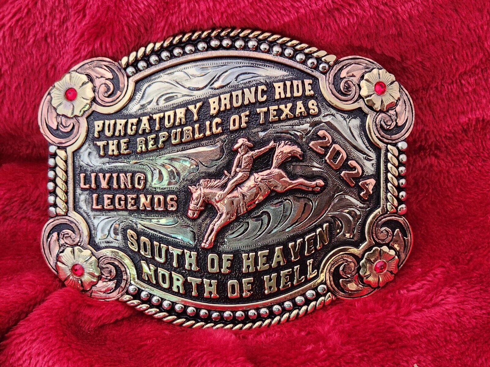 BRONC RIDING RODEO CHAMPION TROPHY BUCKLE☆PRO☆REPUBLIC OF TEXAS☆2024☆RARE☆R10