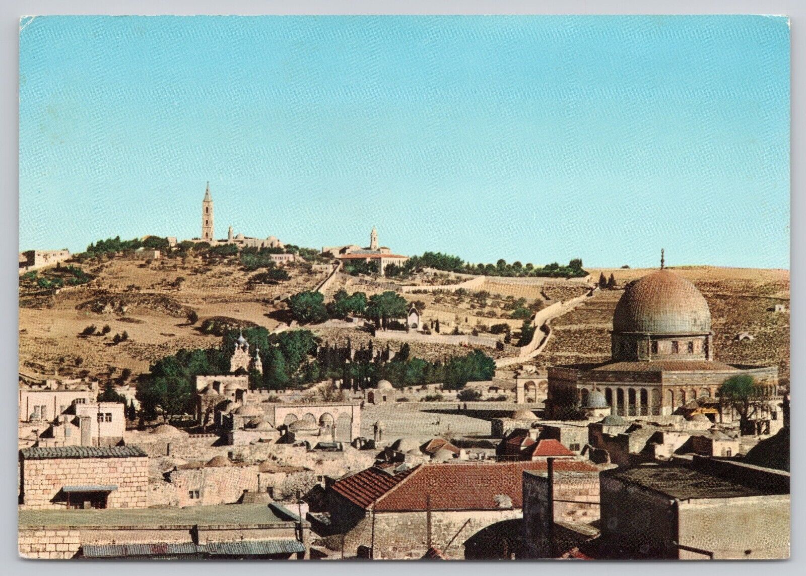 Jerusalem Israel, Mount of Olives Panoramic View, Vintage Postcard