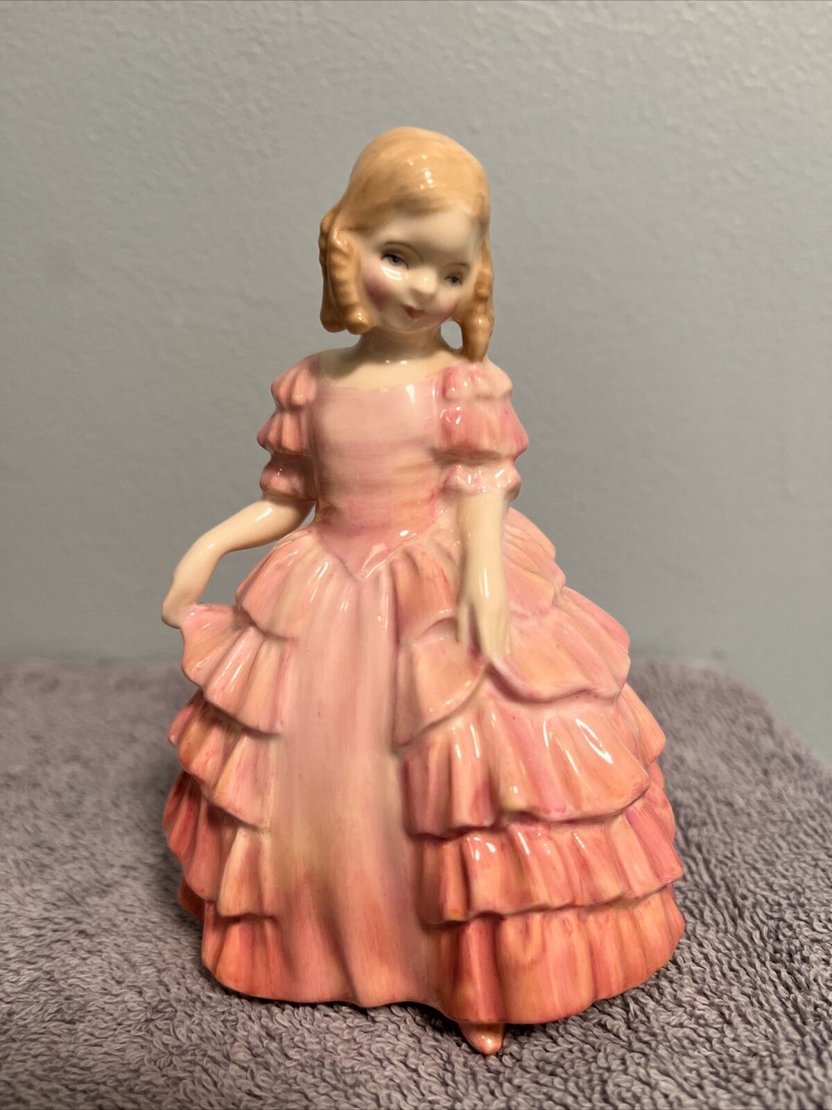 Royal Doulton HN1368 Rose Victorian Ruffled Dress Figurine 4 and 5/8\