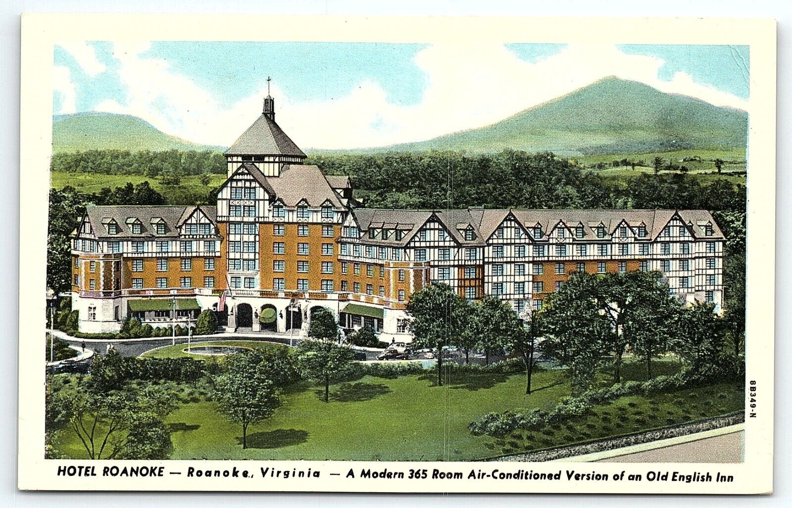 1930s ROANOKE VIRGINIA VA HOTEL ROANOKE OLD ENGLISH INN POSTCARD P3120