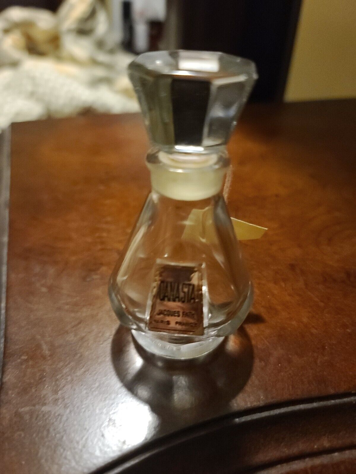 Vintage canasta Jacques Fath Glass Perfume Bottle With Glass Stopper