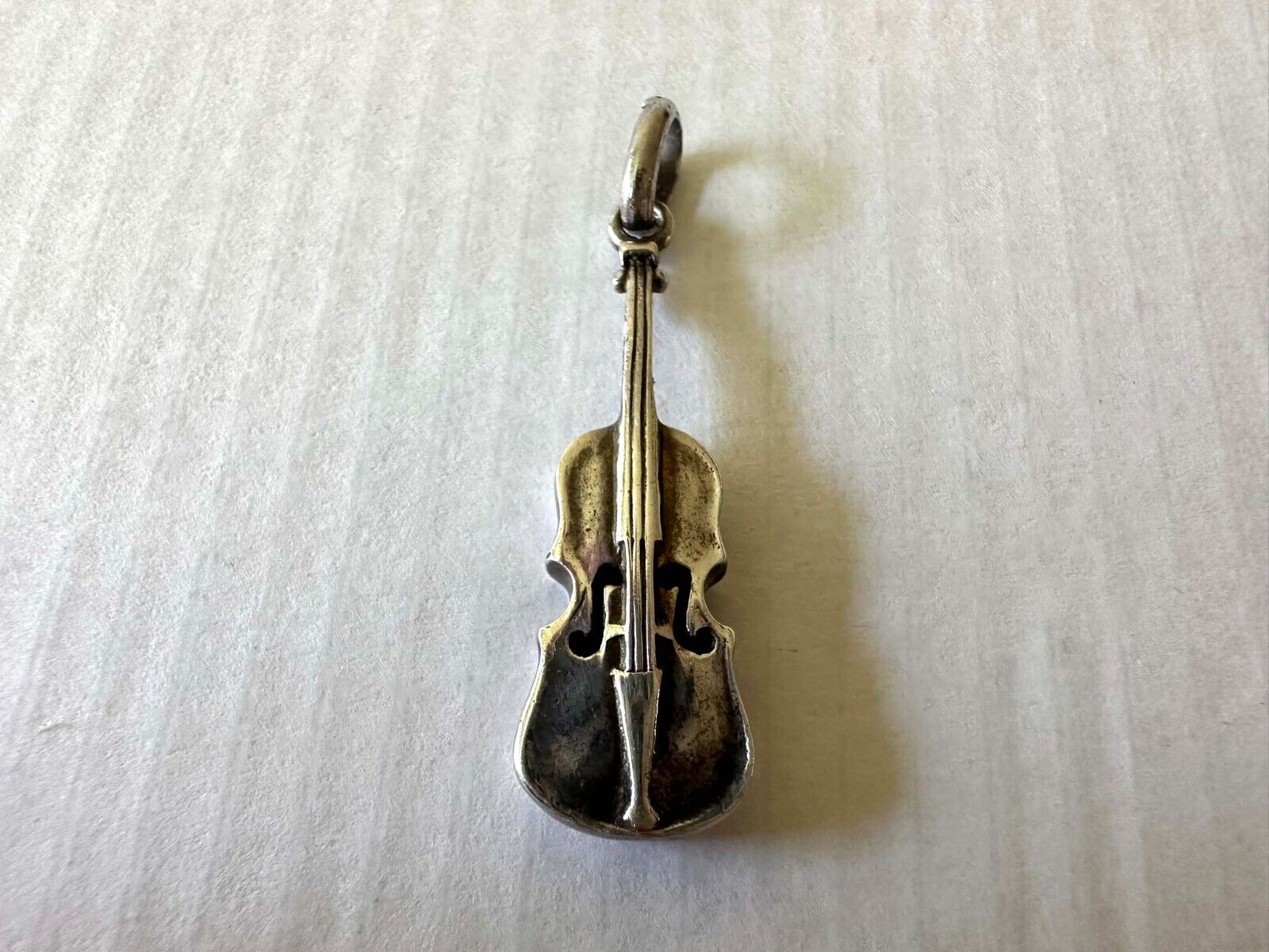 Sterling silver (925) tiny violin/viola keychain 1.325 inch
