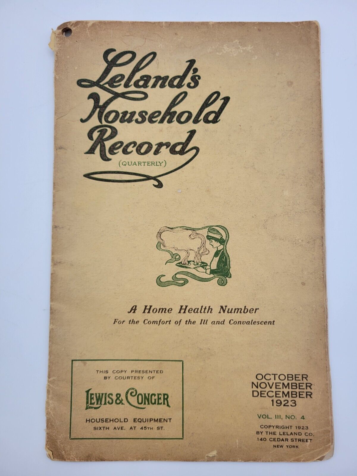 Antique 1923 October-December Lewis Conger Leland's Household Record Book Budget