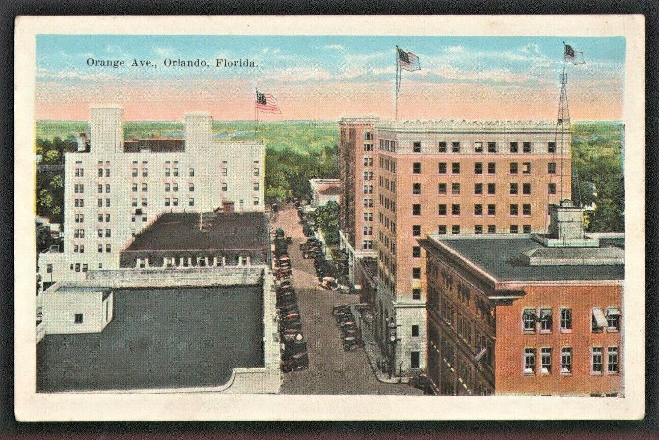 c1920s Orlando Florida Orange Avenue Antique White Border Unposted Postcard