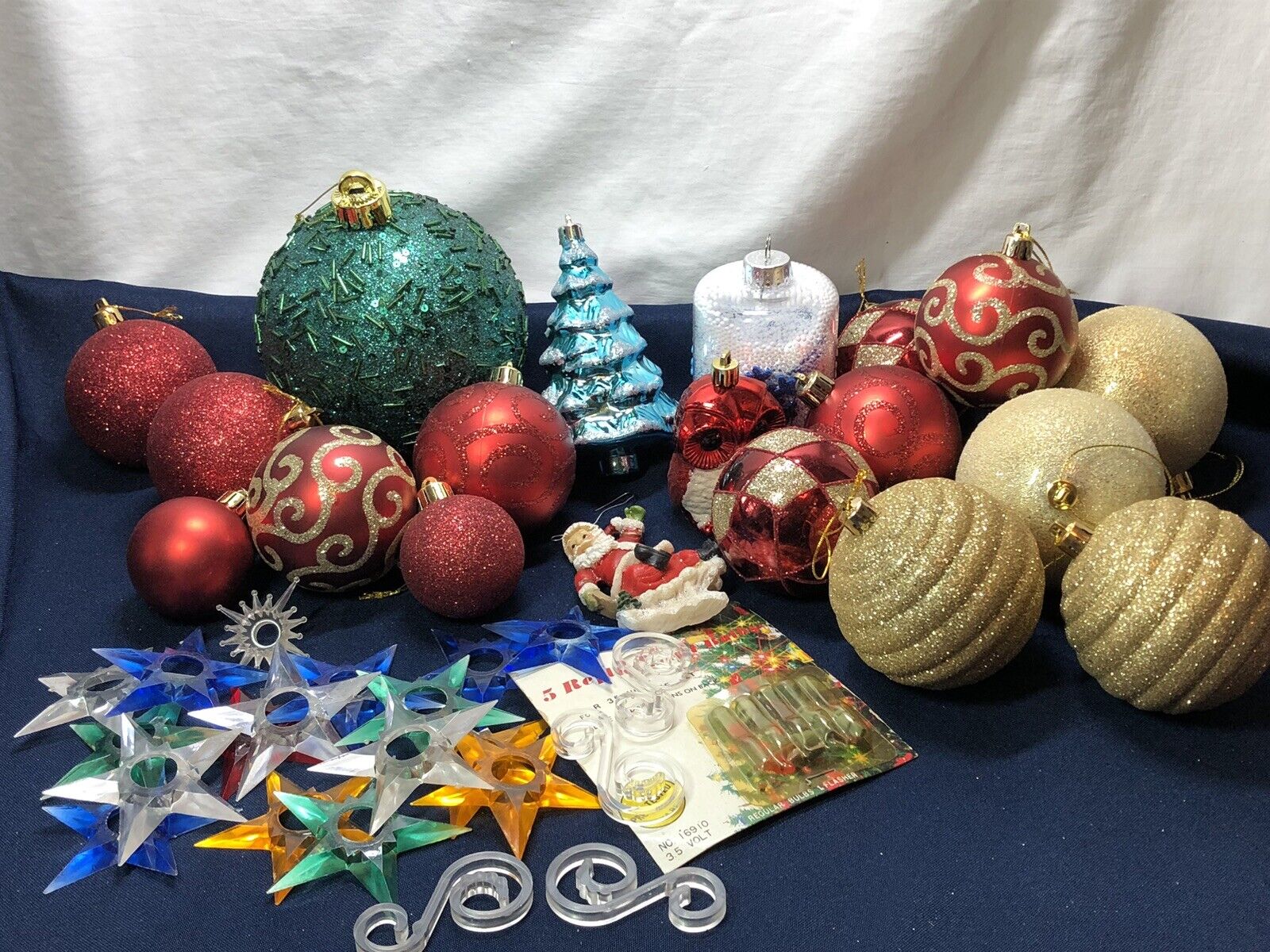Vintage Mixed Christmas Tree Ornaments Red Gold Glitter Lot Of 41