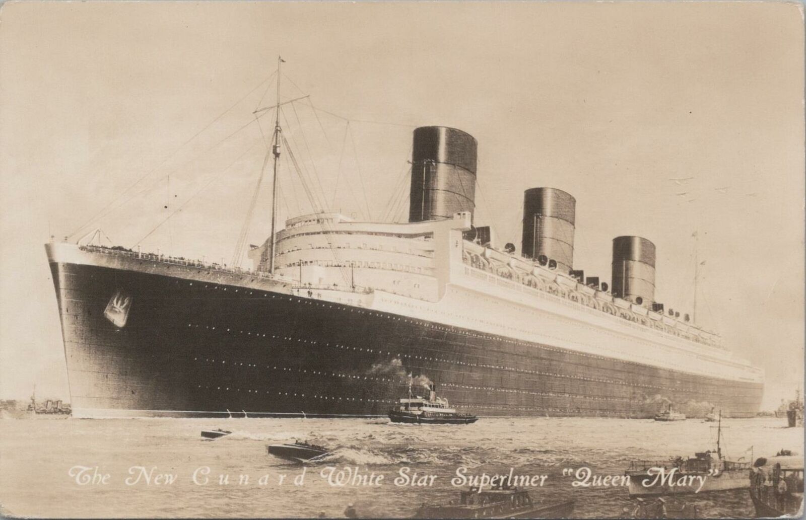 RPPC Postcard New Cunard White Star Superliner Queen Mary 