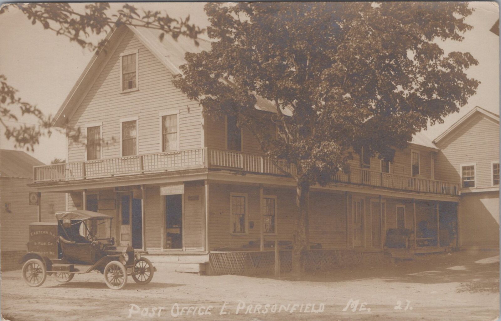 Post Office Store Old Car East Parsonsfield Maine 1915 RPPC Photo Postcard