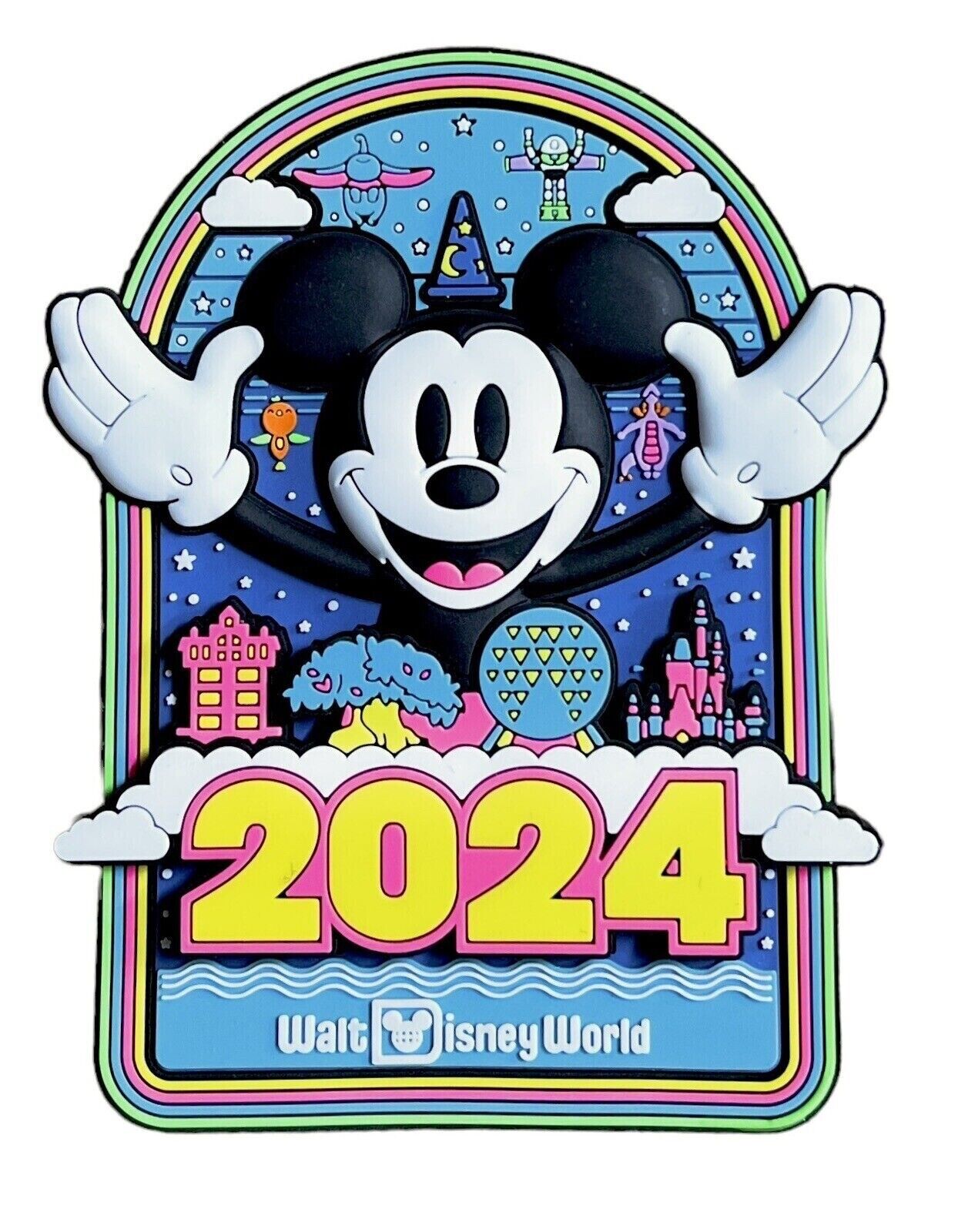 Disney World 2024 Mickey Four Parks Icons 3D Fridge Magnet Castle Epcot - NEW