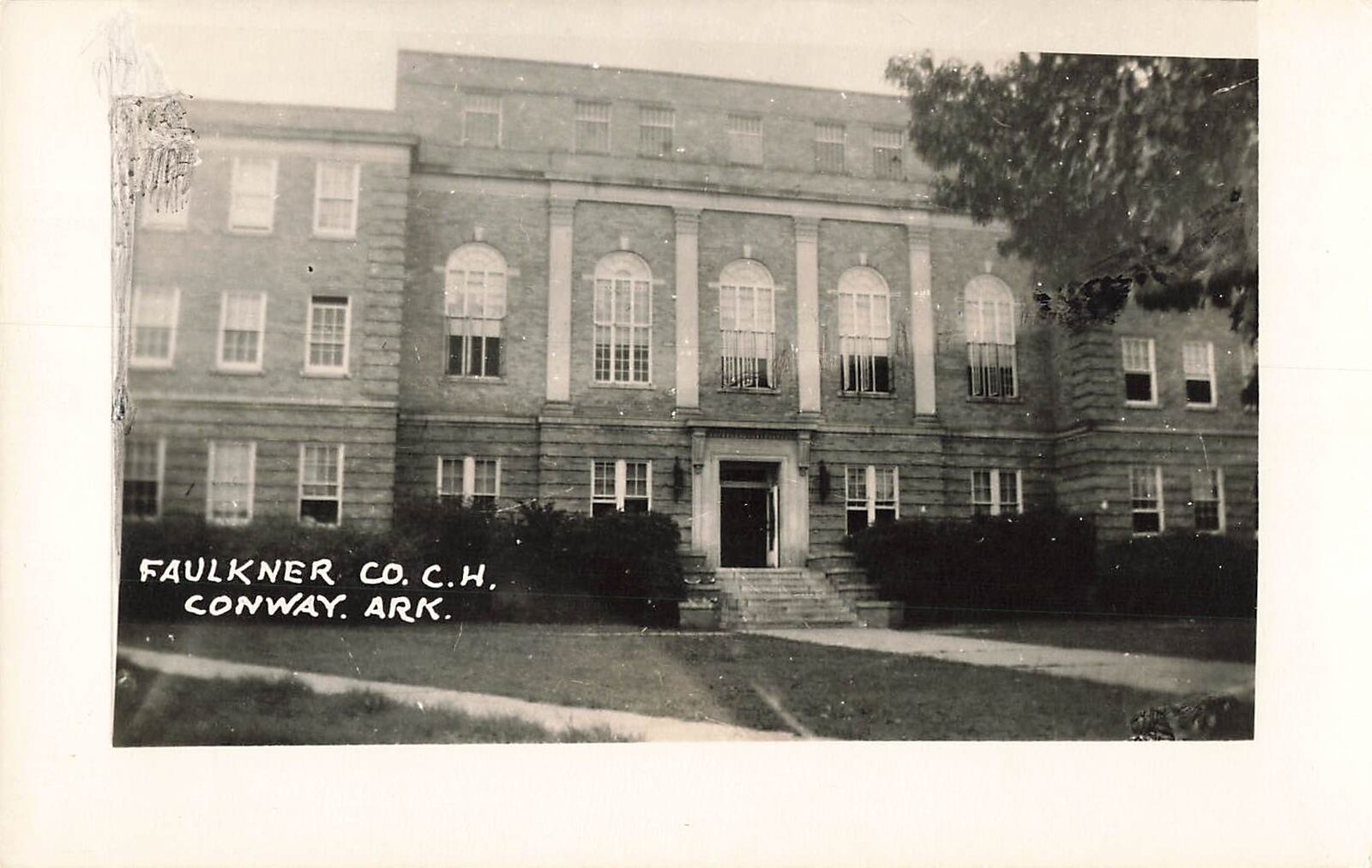 RPPC Faulkner County Courthouse Conway Arkansas Real Photo Postcard