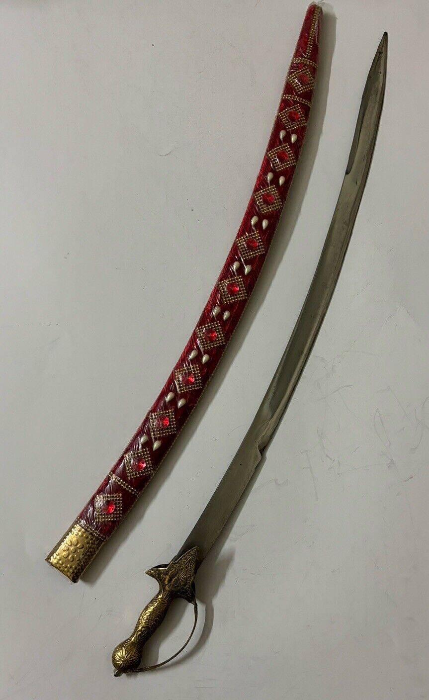 Vintage Saber Sabre Handcrafted Robust Sword Old Collectible Chiseled Blade