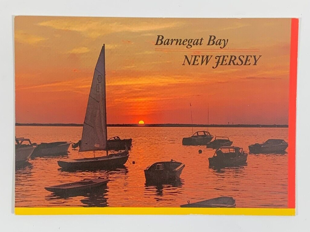 Sunset on Barnegat Bay at Seaside Park New Jersey Postcard Unposted
