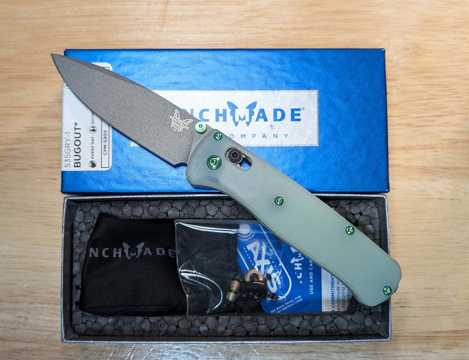 Benchmade Bugout 535GRY-1 Knife S30V Limited Edition 💚 Green Upgrades