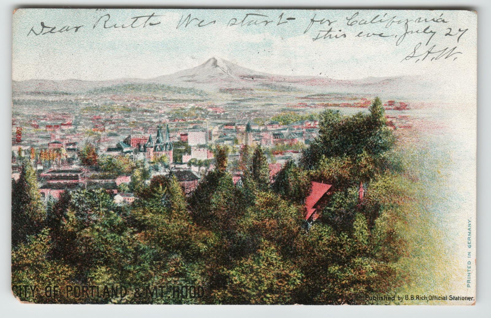 Postcard 1906 Aerial View of the City of Portland and Mt. Hood in Portland, OR