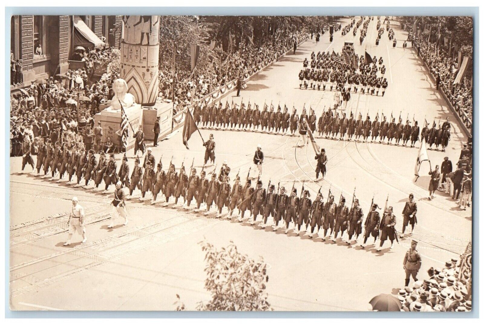 1923 Shriners Parade Flag Hats G.W. Stephenson Washington DC RPPC Photo Postcard