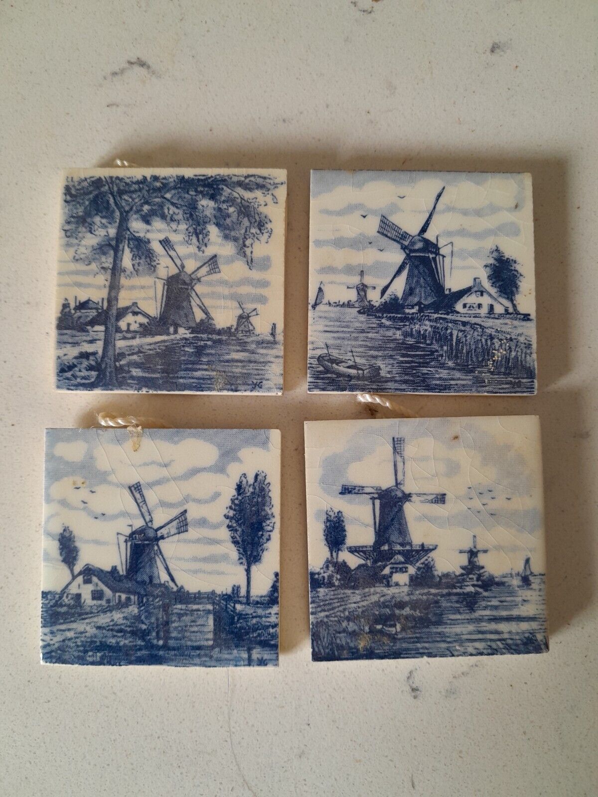 Vintage Blue And White Delft Tiles Wall Hanging Tiles Set Of 4 2 X 2 Inches 
