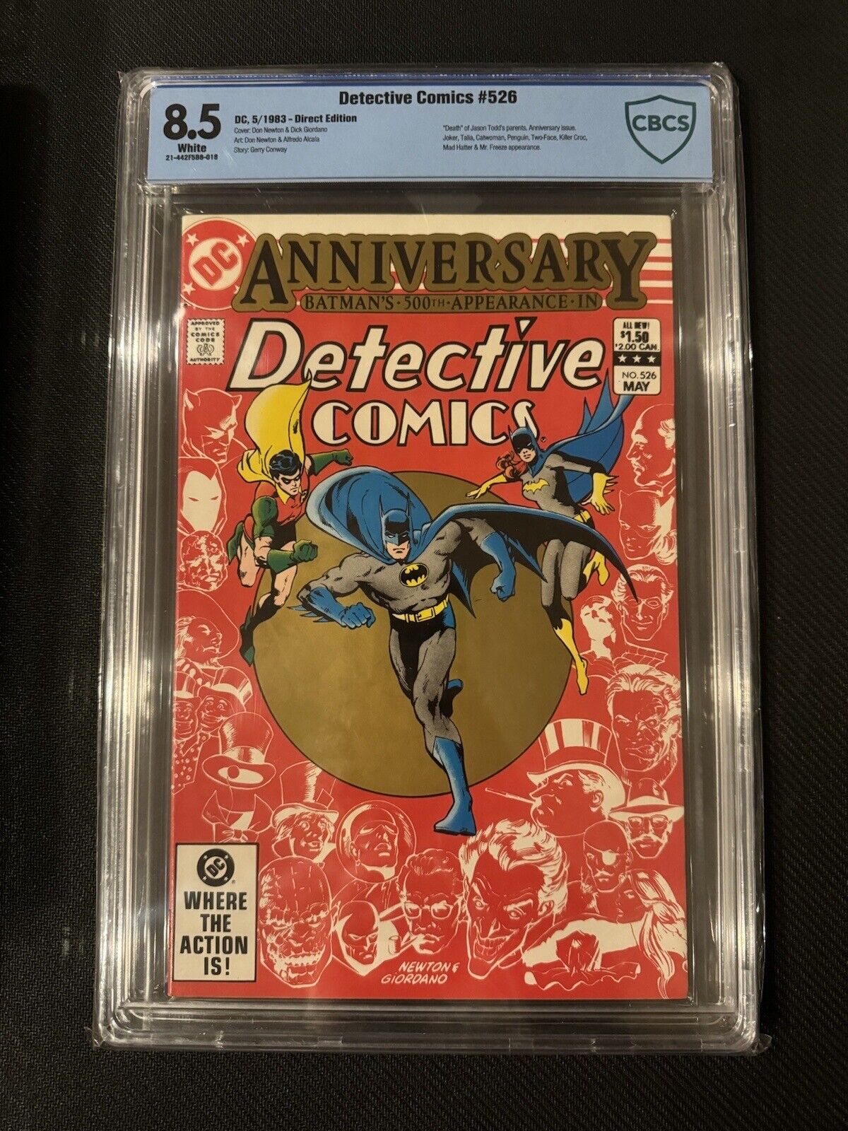 Detective Comics #526 Direct Edition CBCS 8.5 WHITE PAGES Batman 500 Anniversary