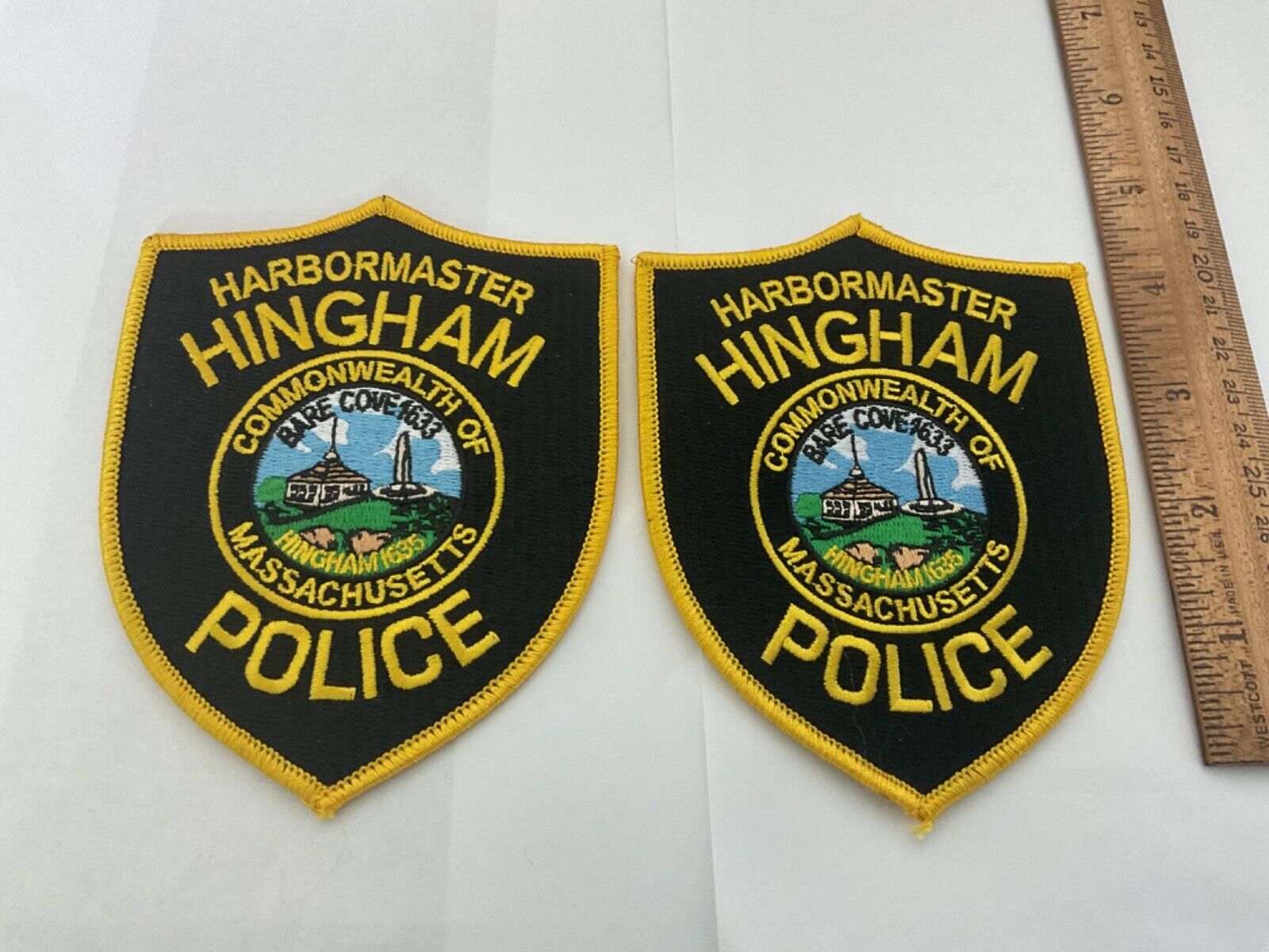 Harbormaster Police Hingham, Massachusetts Collectable  patch set 2 pieces.