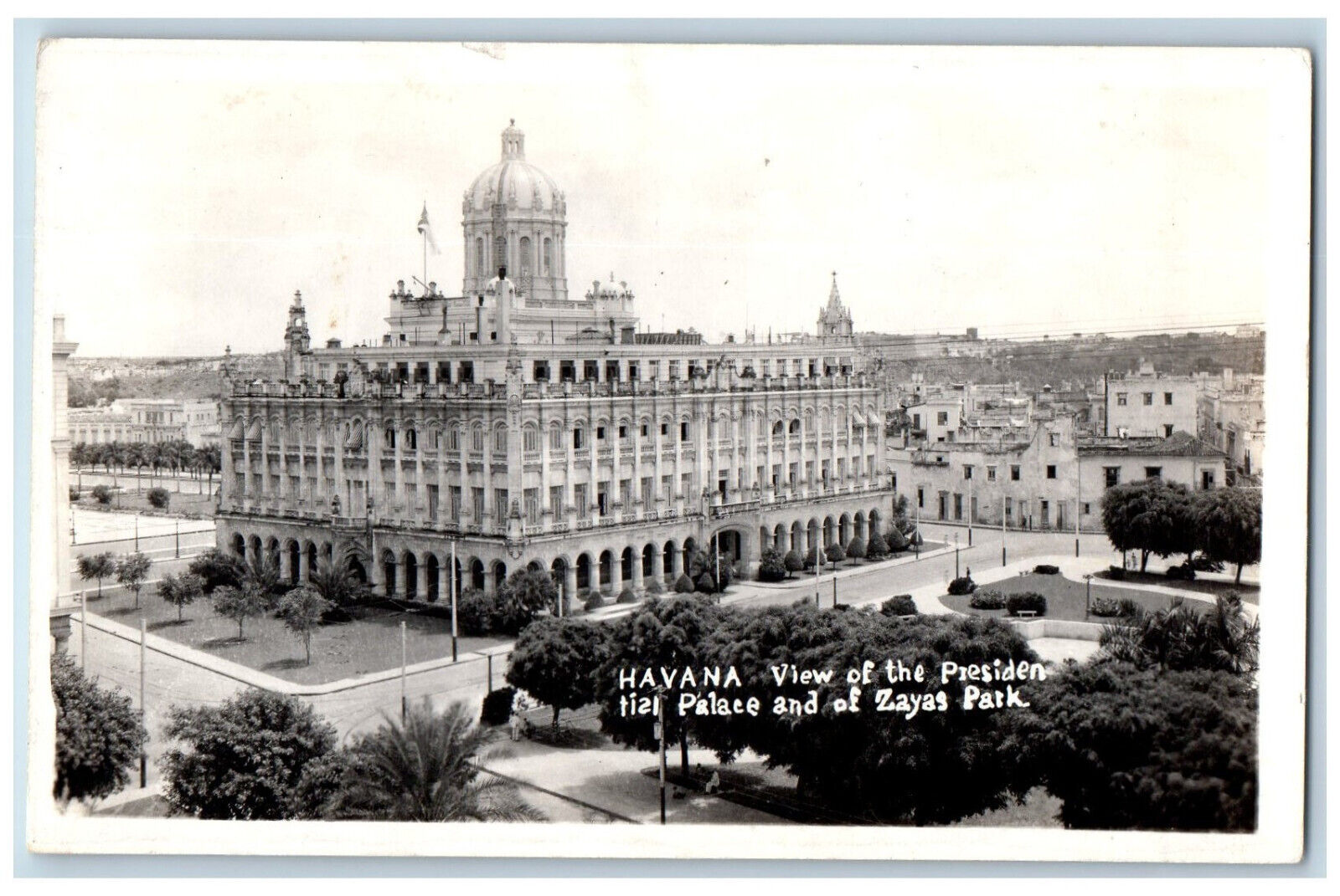 Havana Cuba Postcard View of the Presidential Palace Park c1940's RPPC Photo