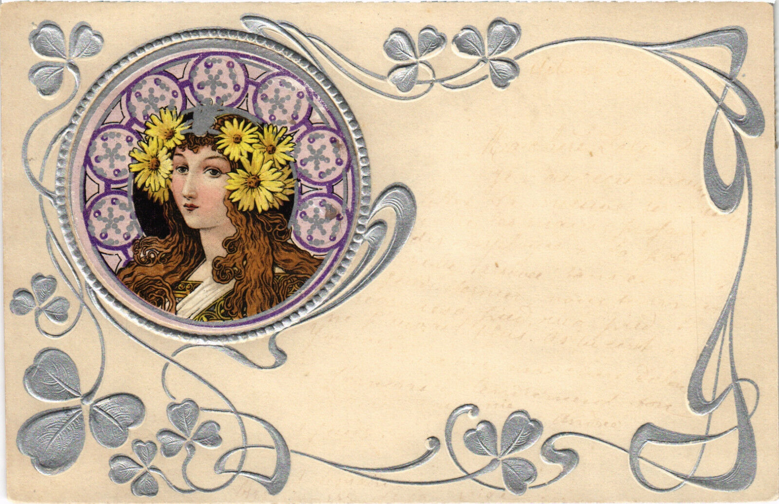 PC ARTIST SIGNED, ART NOUVEAU, MUCH STYLE, Vintage EMBOSSED Postcard (b49370)
