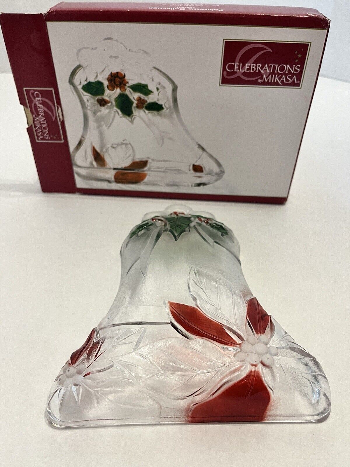 Celebrations By Mikasa Crystal Christmas Bell Dish Holiday Collection 6.75”