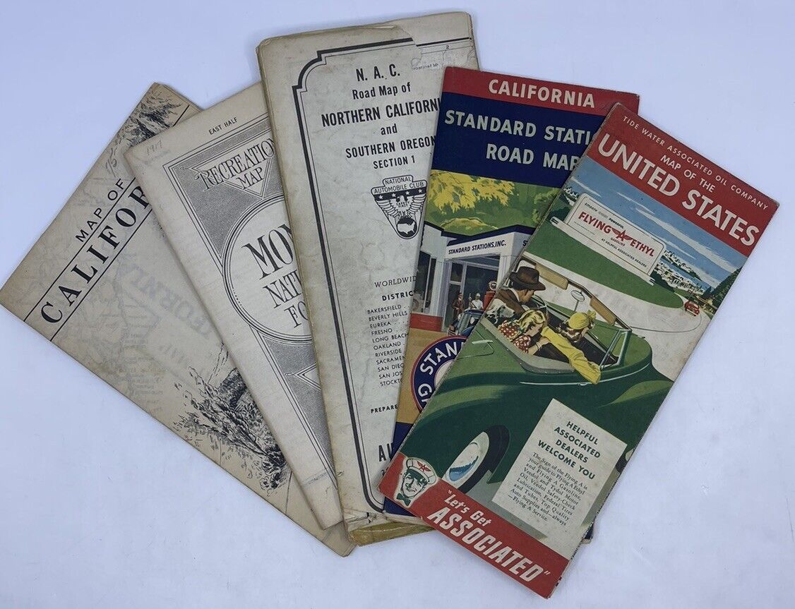 California Highway Map Lot Of 5 1910s-30s Vintage