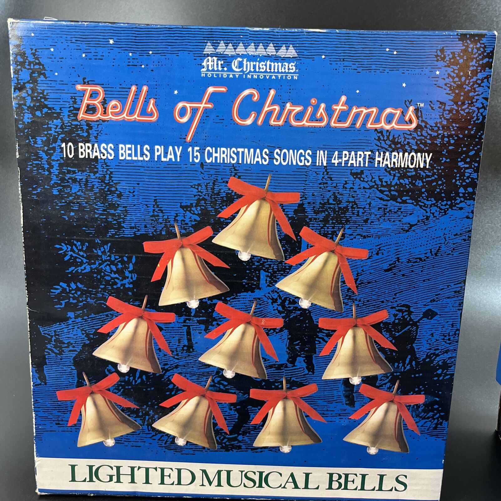 1991 Mr. Christmas 10 Brass Bells of Christmas 15 Song Light Up Musical Carols