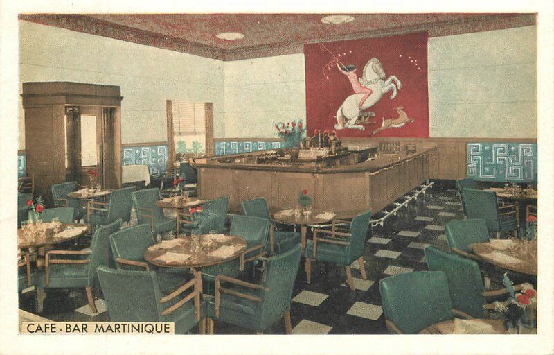 New York Hotel Martinique 1937 Interior Lunitone roadside Postcard 22-8045