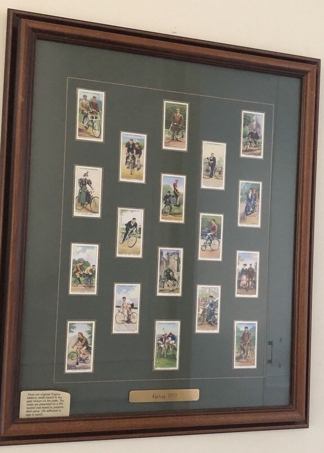 Antique 1930 Cigarette Tobacco Cards Framed Cycling Bike Bicycles Art Picture