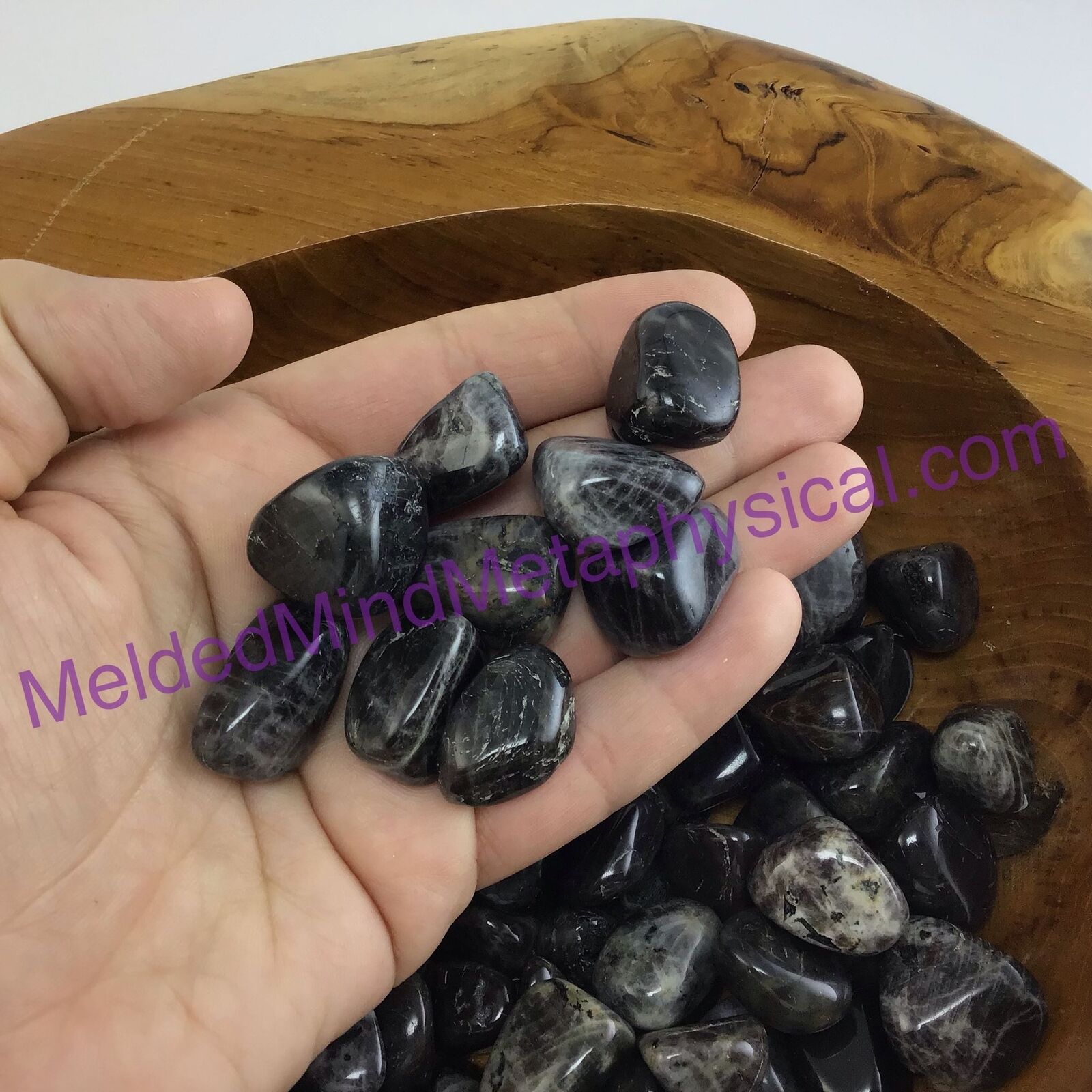 MeldedMind One (1) Anorthosite Tumble 2 Sizes Natural Black Gray Crystal 096
