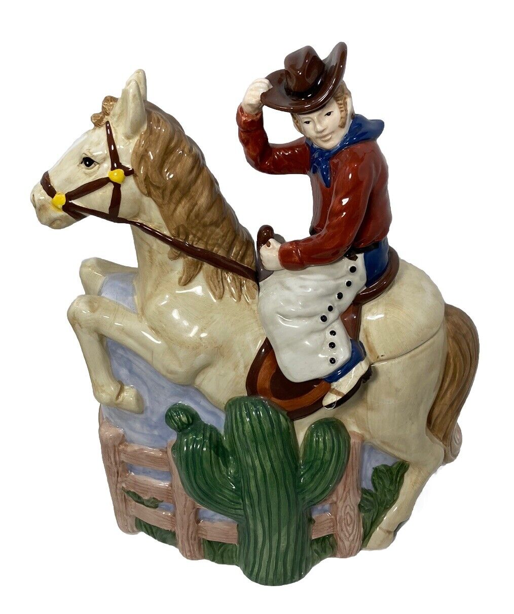 Vtg 70’s Boston Warehouse “Cowboy Mounted On Horse” Cookie Jar-12x10x6”-EUC