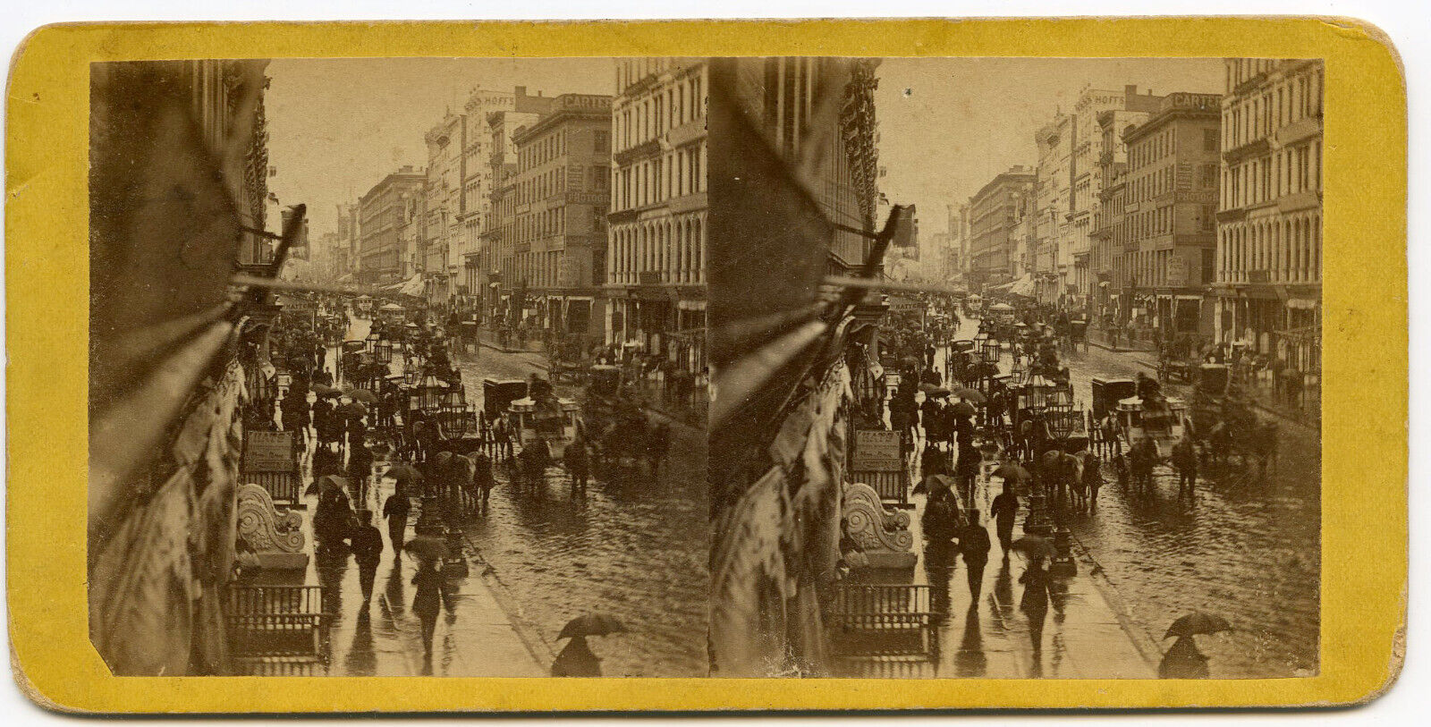 Early stereo view, 1860, Paris Seine boats.