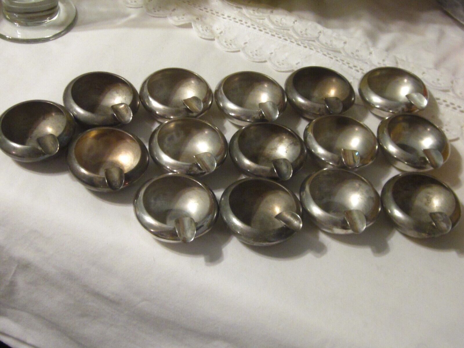 Large Lot of 15 Silver Plate? Personal Ashtrays