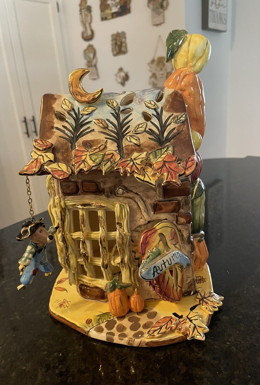Blue Sky Clayworks Heather Goldminc “Autumn“ Candle House~ W/ Tile~Fall~BOXED