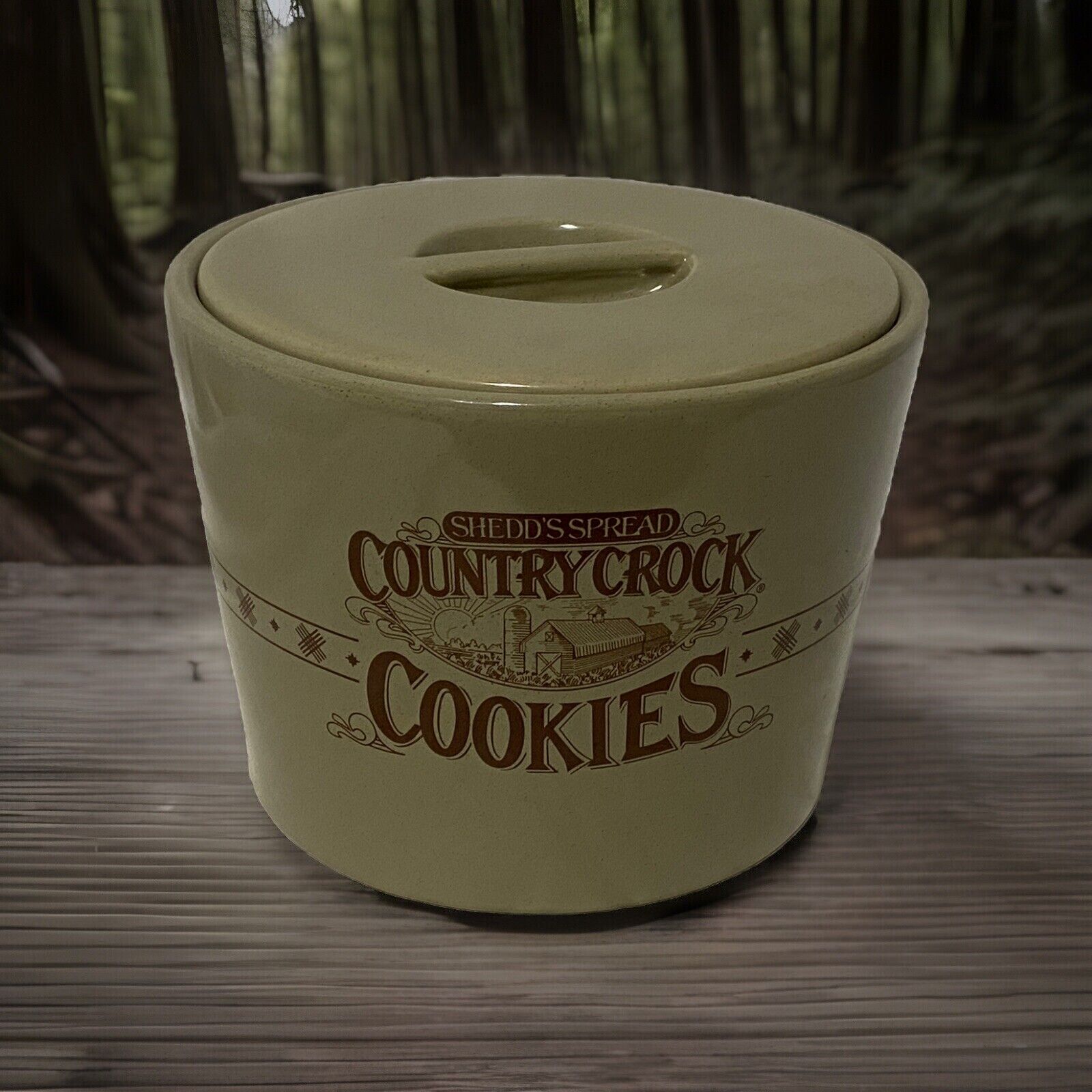 Vintage Shedd\'s Spread Country Crock Advertising Ceramic Cookie Jar Stoneware