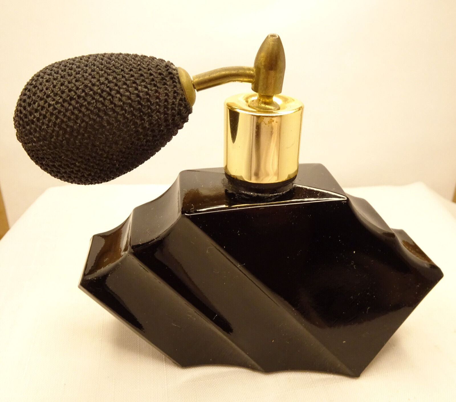 Black Glass Perfume Bottle Ball Atomizer Art Deco