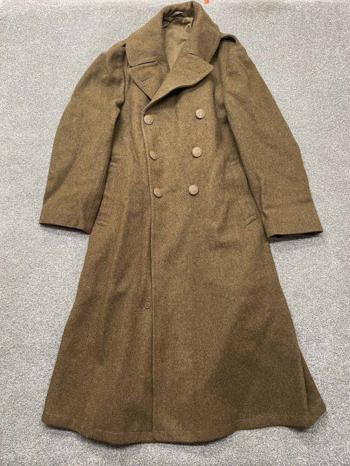VINTAGE WWII Jacket 36 Military Trench Overcoat Mackinaw Melton Wool WW2 1943