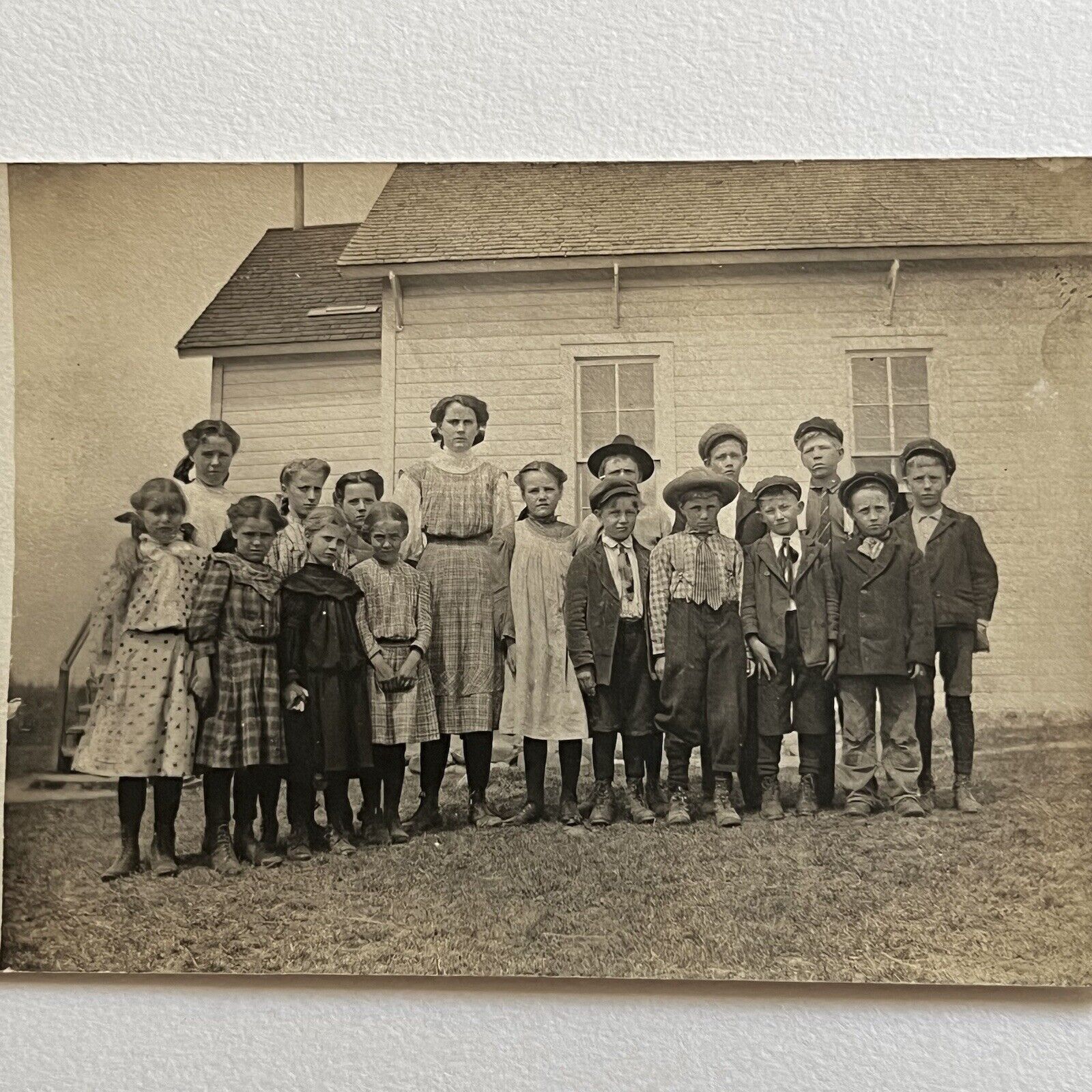 Antique RPPC Postcard One Room School House Adorable Children Class Photo