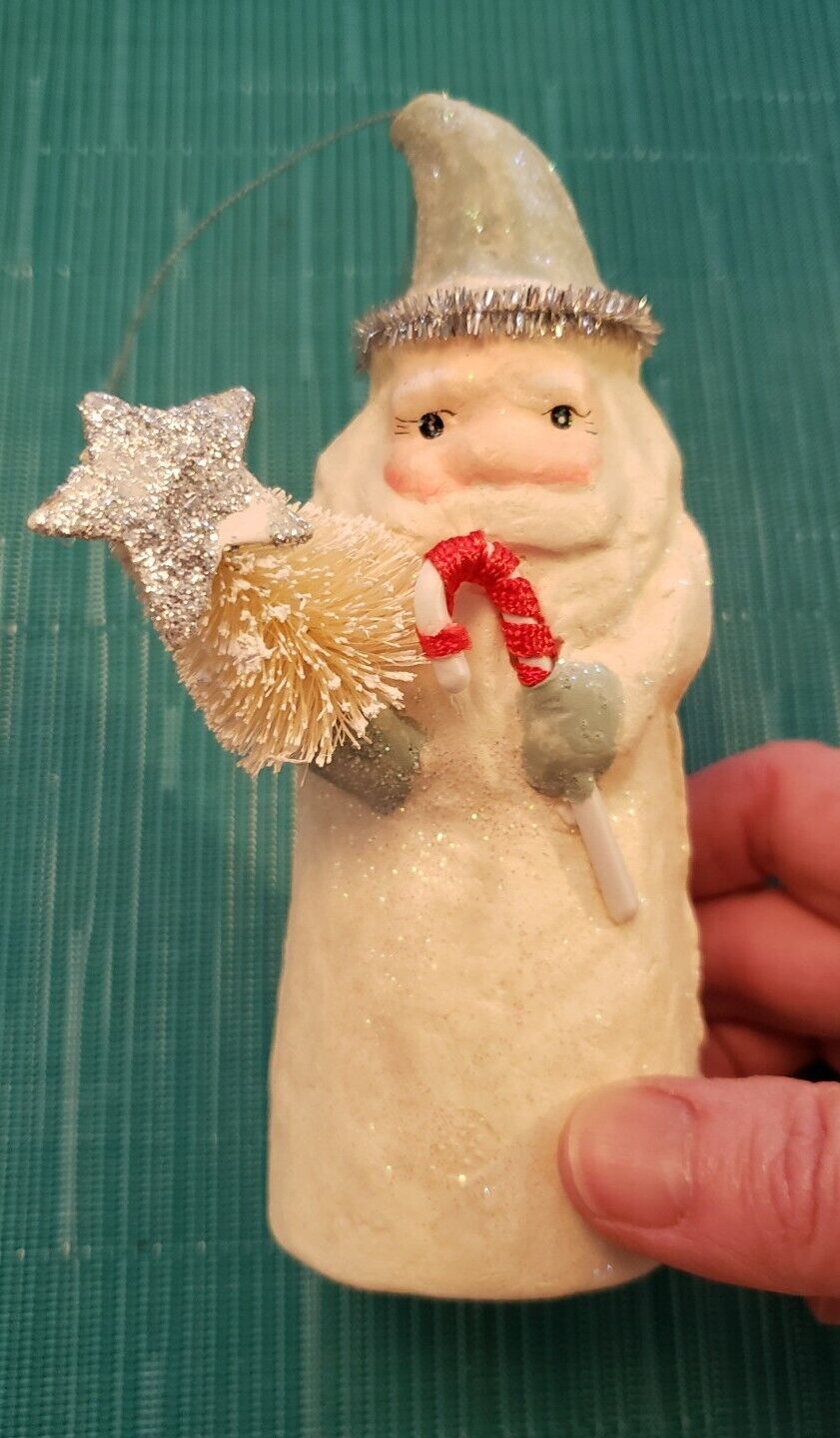 Christmas Tree Ornament Santa Claus Candy Cane Vintage 5 inch Foam