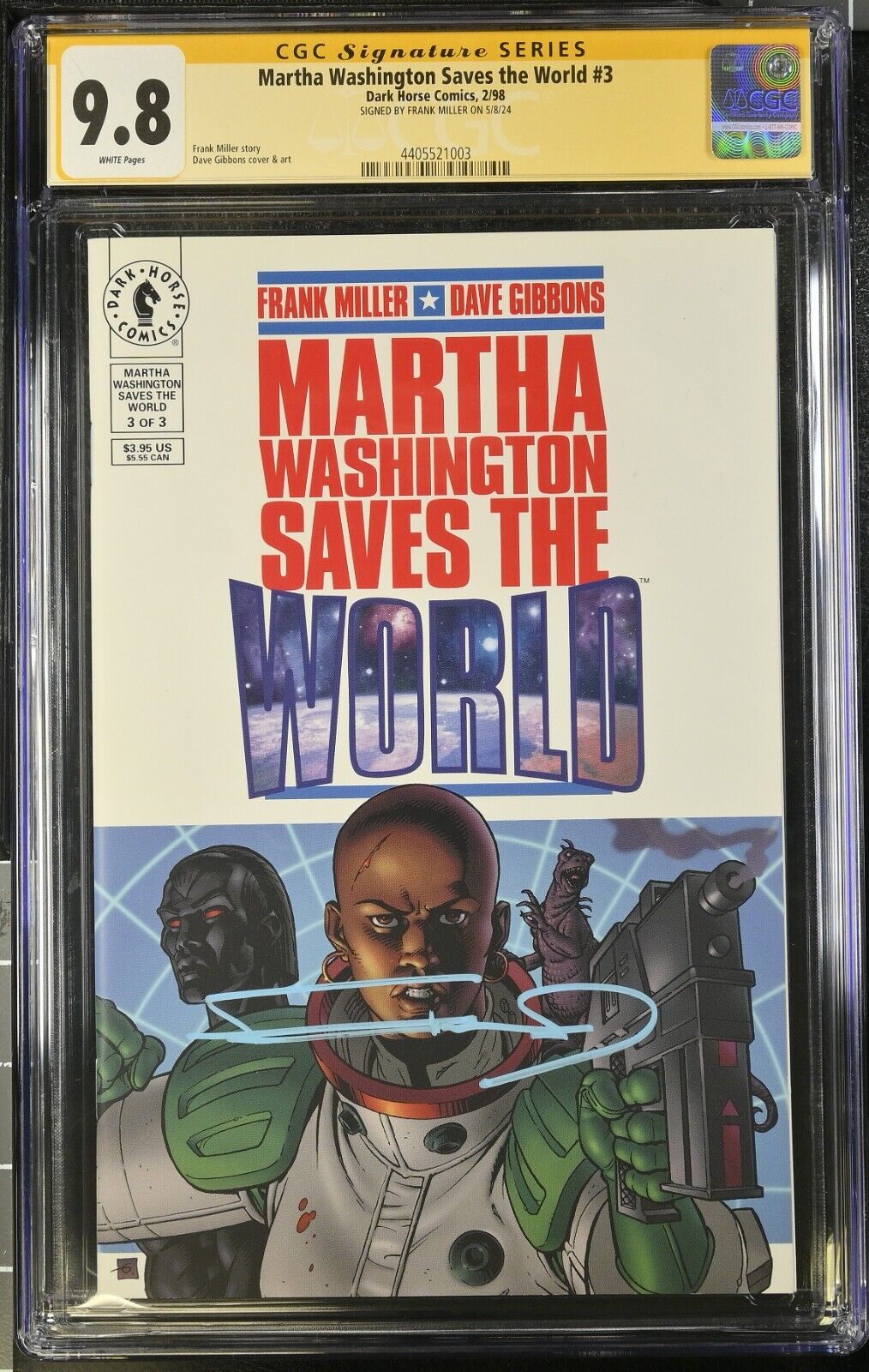 Martha Washington Saves World #3 CGC SS 9.8 Signed Frank Miller Dark Horse 1998